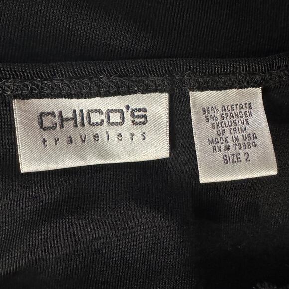 Chico’s Travelers SZ 2 (Large) Tank Top Lace Trim Liquid Knit Adjustable Straps - Picture 8 of 8